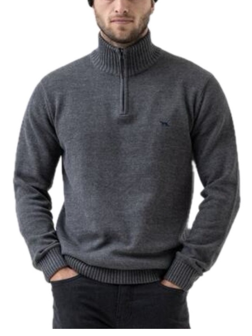 Rodd & Gunn Merrick Bay 1/4 Zip Sweater Mens Large Granite Grey Preppy Cotton